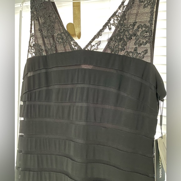 KARL LAGERFELD Paris illusion black dress size 12 NWT - Picture 2 of 3